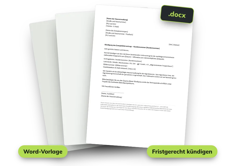 Vorschau: Word-Vorlage Kündigungsschreiben Energievertrag